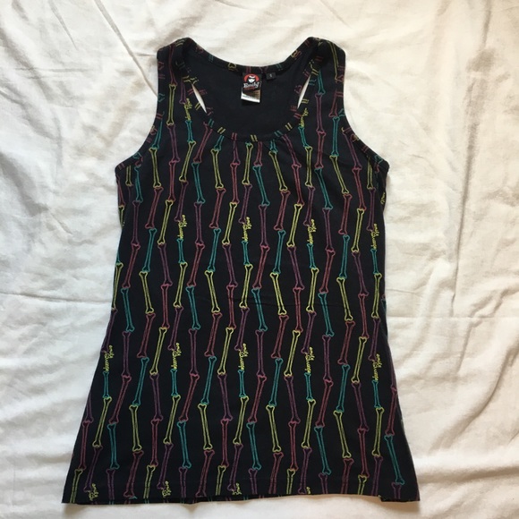 Emily the Strange Black Bone Print Tank Top, S - Picture 5 of 11